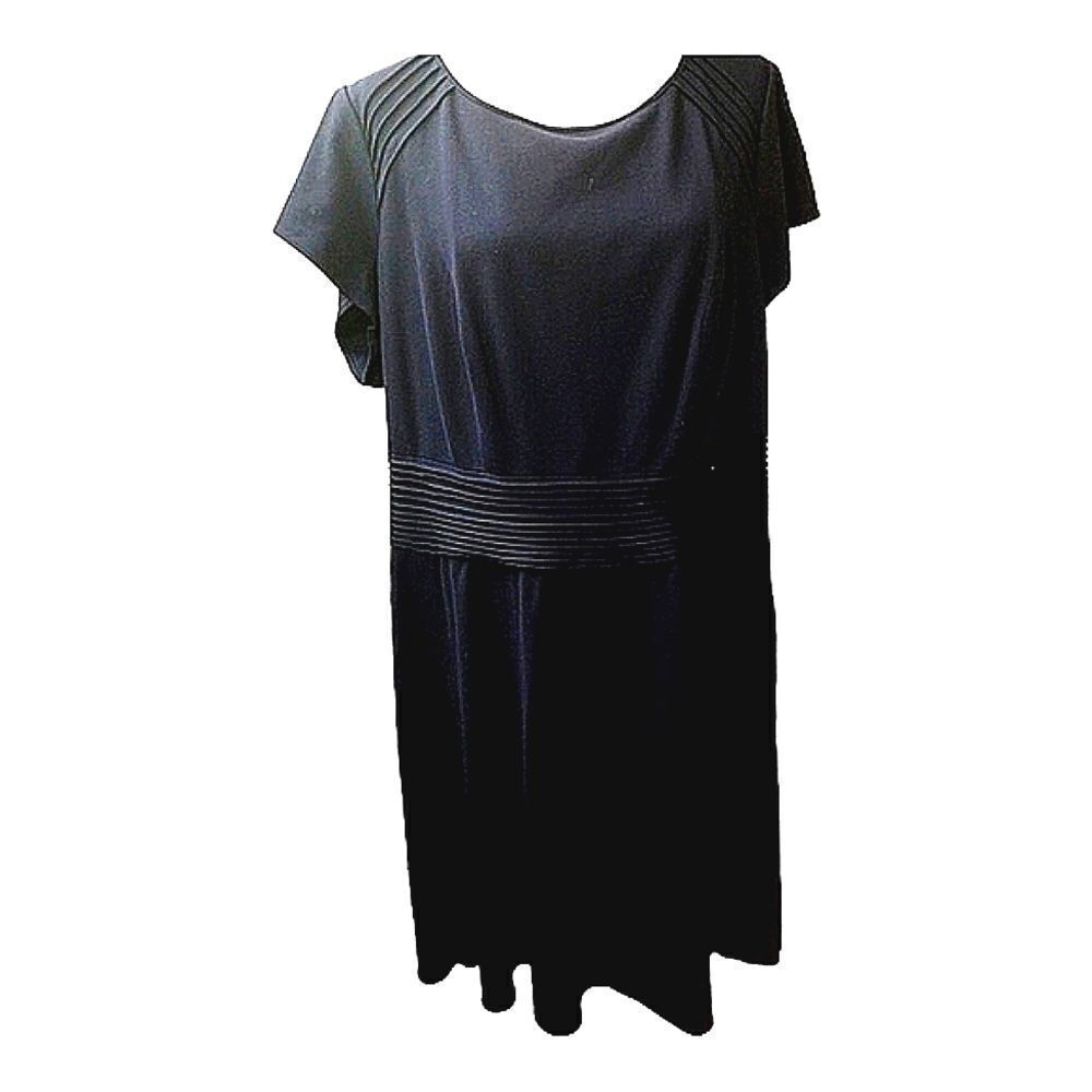 Eliza J Navy Dress Short Sleeve Fit Flare Back Zipper Size 18W - Picture 1 of 8